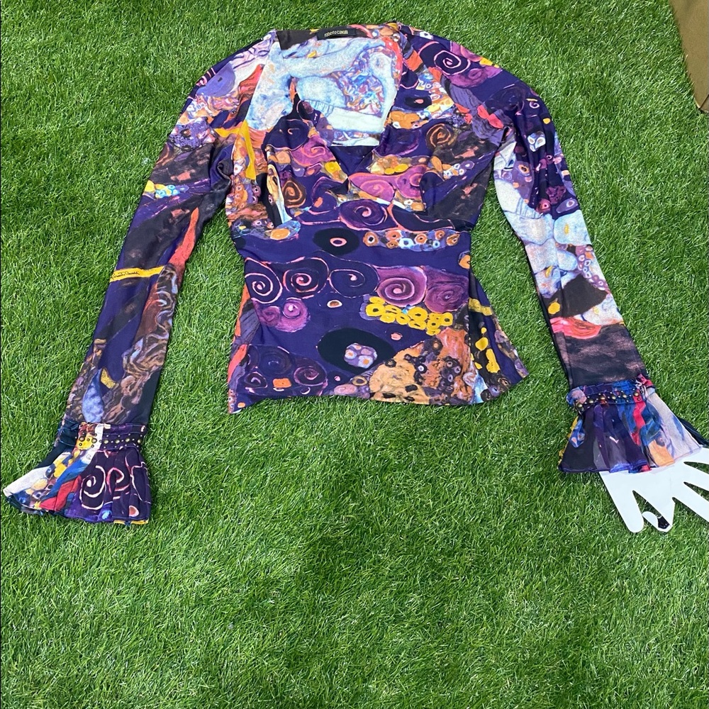 Roberto Cavalli VTG 90’s Gustav Klimt Print Blouse